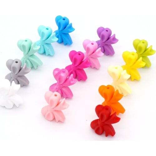 Sutoyuen 28mm BPA Free Bow Silicone Beads 50pc Teething Beads for Baby Teether Pacifier Necklace Jewelry Sensory Toy Accessories