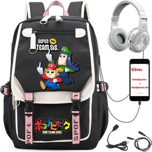Anime Pop Team Epic backpack student School book Bag Women men Travel Backpack USB Charging teenagers Laptop packsack