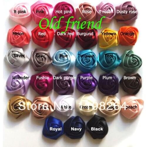 1.5" satin ribbon rolled rosette hair flower, hair accessories, 240pcs/lot 33 color Free shipping