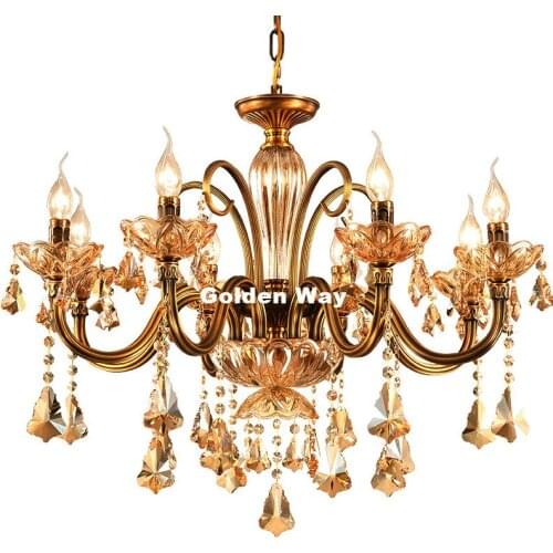 Free Shipping European Crystal Chandelier Living Room Lamps Dining Room Bedroom Copper Retro Chandelier Lighting 100% Guaranteed