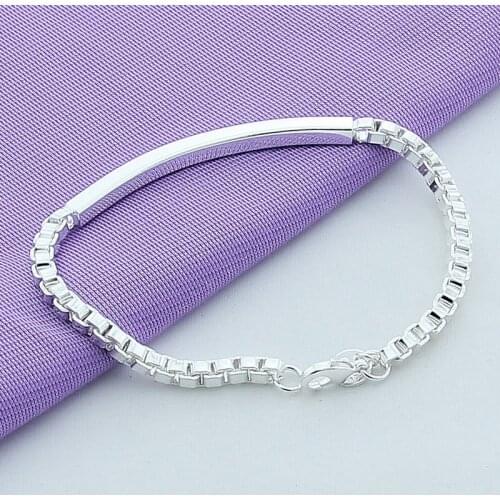 Brand New 925 Sterling Silver Bracelet Women Jewelry 4mm Box Chain Bracelet for Men Trendy Jewelry