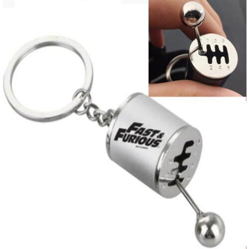 Fast & Furious Free Shift Keyring Turbo Keychains Fashion Silver Cars Gear Head Key Chain Punk Keyring Party Birthday Dad Gifts