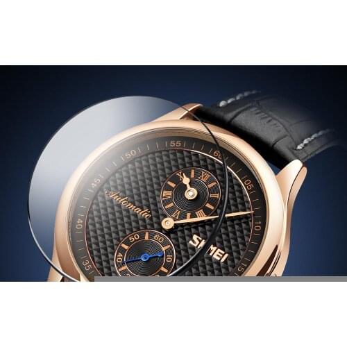 SKMEI Dial Hollow Watches Men Business Casual Automatic Mechanical Mens Wristwatch Leather Strap Quartz Watch Relogio Masculino