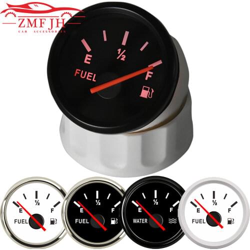 52mm digital Boat Marine Fuel Level Gauge 2" 12V 24V Car E-1/2-F Fuel Tank Level Gauge 0-190ohm 240-33ohm Pointer autopartes