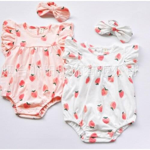 Toddler Infant Baby Clothes Kids Short-sleeved Rompers Baby Girl Cute Strawberry One-piece Bodysuits Newborn Romper Baby Onesie