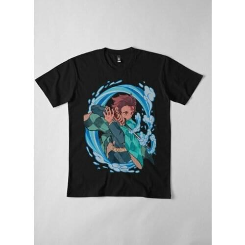 Demon Slayer Kimetsu No Yaiba Tanjiro Kamado Breath Of Water Black T-shirt Cool Funny T-Shirt Men High Quality Tees