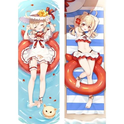 Game Genshin Impact Dakimakura Summer Swimming Design Klee Hugging Body Anime Pillowcase Throw Cushion Pillow Cover Collection