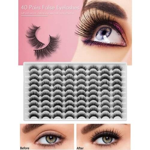 40 Pairs False Eyelashes Fluffy Natural Look False Eyelashes Set Multi-Layer Three-Dimensional Technology Soft And Skin-Friendly