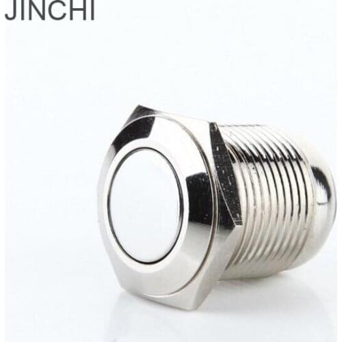 JINCHI 16mm flat metal self-locking button switch waterproof stainless steel normally open power switch
