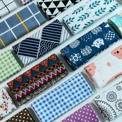 Plaid Printed Cotton and Linen Fabric Handmade Tablecloth Pillow Cushion Background Upholstered Sofa Curtain Fabric Per Meter