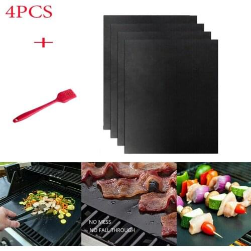 4PCs BBQ Grill Mat Mesh Non Stick Grilling Sheet Liner Cooking Barbecue Baking