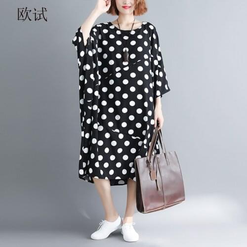 Plus Size Polka Dot Summer Dress Batwing Sleeve Casual Ladies Long Dresses For Women 4XL 5XL 6XL 7XL Oversized Beach Dress 2020