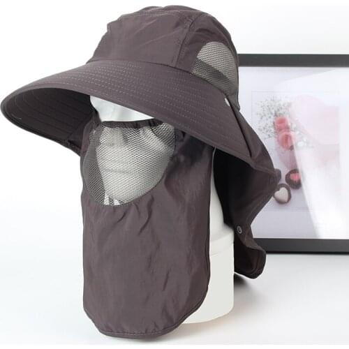 Summer Sun Hat Men Women Cotton Boonie Hat with Neck Flap Outdoor UV Protection Large Wide Brim Hiking Fishing Safari Bucket Hat