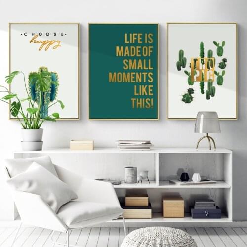 Maeham Nordic Cactus green plants wall art Canvas Painting posters Prints Landscape Picture for Living Room Morden Home Decor