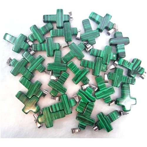 Natural stone Turquoises Quartz Crystal opal lapis tiger eye cross pendants for diy jewelry making necklace Accessories50pcs P2