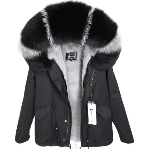Maomaokong 2020 new Winter Real fox fur collar natural rabbit fur lining Jacket warm long section Parker coat