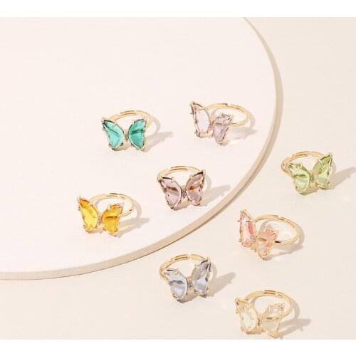 New Butterfly Ring Purple Fashion Popular Temperament Sweet Romantic Female Jewelry Girl Wedding Gift