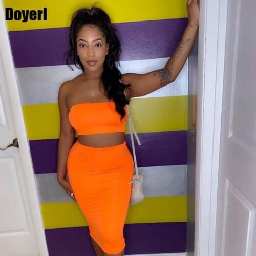 Bodycon Sexy 2 Piece Set Women Two Piece Outfits Bandage Skirt and Top Set High Waist Summer Clothes for Women Matching Sets