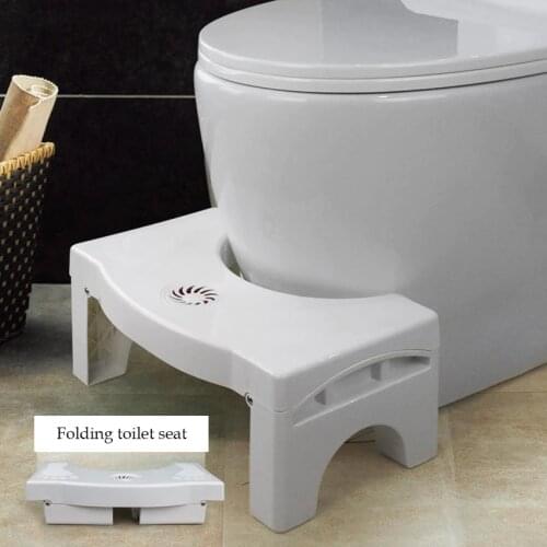 Plastic Folding Toilet Stool Squatting Stool with Replaceable Spice Box Adjustable Height Children Adult Bathroom Toilet Stool