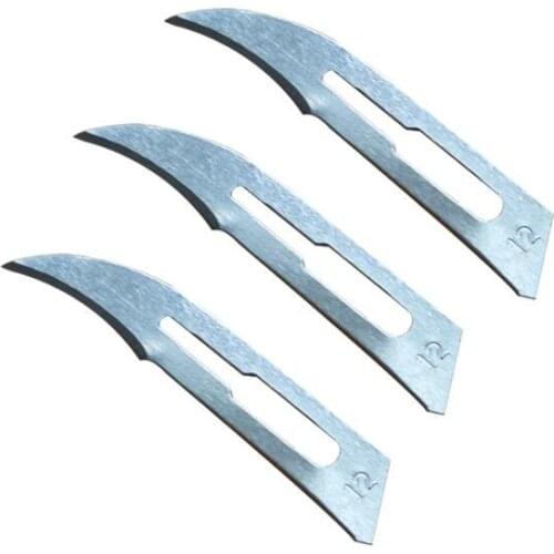 Useful 50Pcs/Pack Sterile Surgical Knife Curved Blade #12 For #12 Scalpel Use Carbon Steel Professional Carving Knife