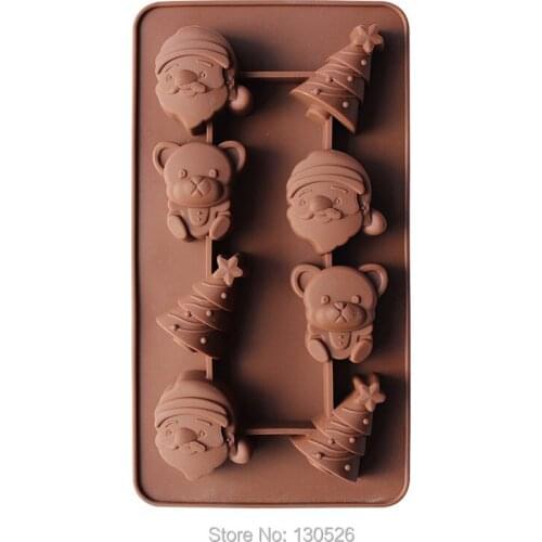 Santa Claus and Chrismas Tree Shape Silicone Fondant Mould Chocolate Baking Mold Ice Mould Decorating Sugarcraft Cake Tools