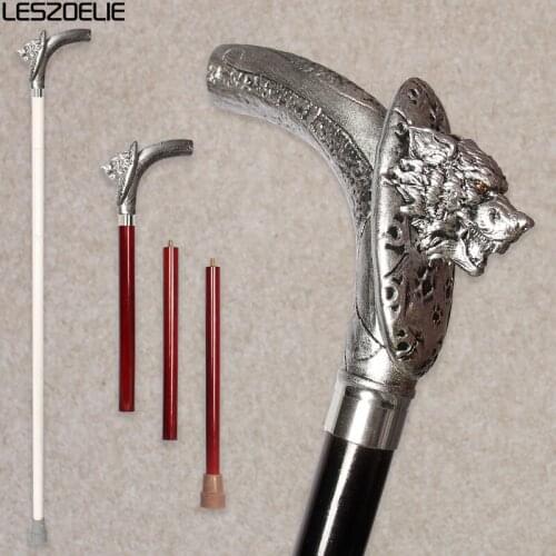 Wolf-Head Walking Stick Man Fashionable Resin Handle Detachable Walking Cane Women Party Decorative Stick