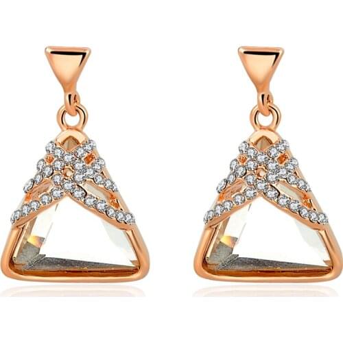MELIHE Vintage Triangle Dangle Earrings Brand With Austrian Crystal 2019 Summer Gold Color Fashion Drop Earring Brinco Ser160013