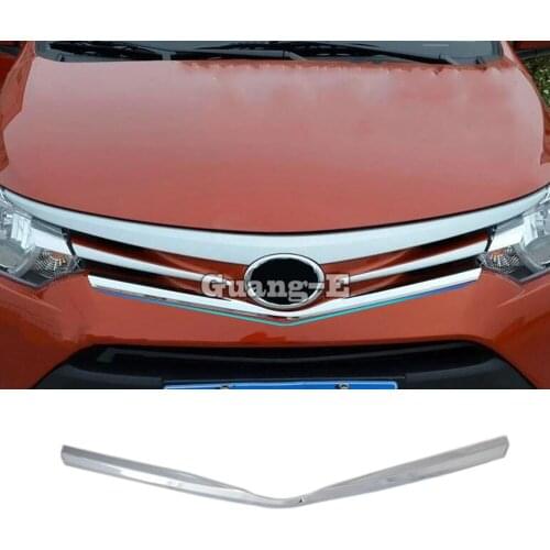 For Toyota Vios/Yaris/Sedan 2014 2015 2016 Car Styling Protection ABS Chrome Trim Front Up Grid Grill Grille Around Panel 1pcs