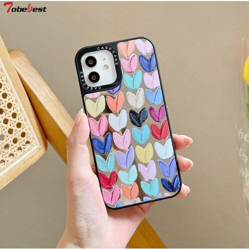 Tobebest Love Heart Mirror Phone Case for iphone 12 Pro Max 11 pro max X XS XR 7 8 Plus SE 2020 Cover ins Popular Gift