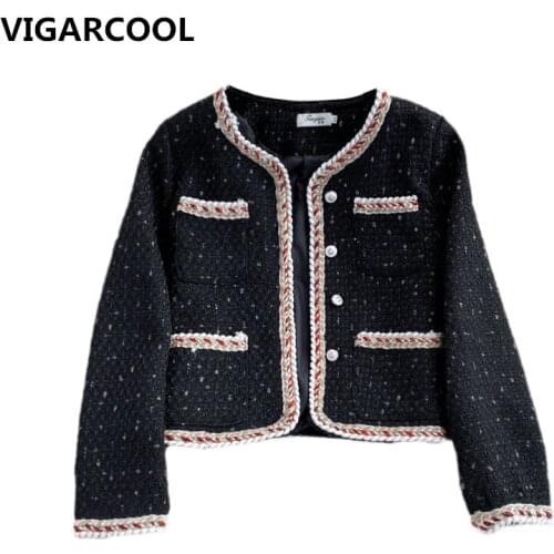 High-end Ladies small fragrant wind tweed Jacket Autumn Winter New Womens retro Loose casual all-match gentle wind Jacket Women