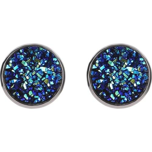 10 Colors Geometric Circle Frosted Full Shiny Crystal Stars Exquisite Pink Blue Black White Green Stud Earrings For Women