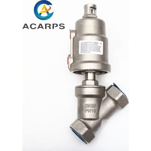 1" Stainless Steel Pneumatic Threaded Angle Seat Valve Y Type High Temperature Steam Threaded Angle Seat Valve