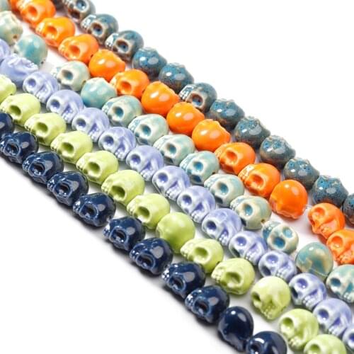10pcs/lot Ceramics Skull Beads Colored Synthesis Beads Charms For Jewelry Making Bracelet Necklace DIY Jewelry Findings