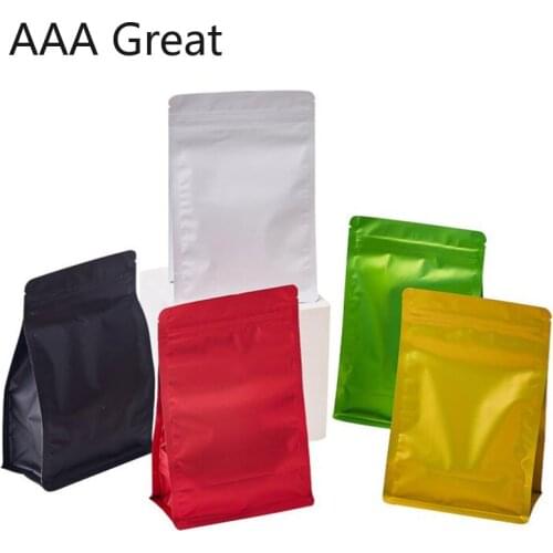 100Pcs/Lot Stand Up Zipper Coffee Pouches Bag Zip Lock Food Gift Cookie Baking Packaging Aluminum Foil Bags Eight Sides Colorful