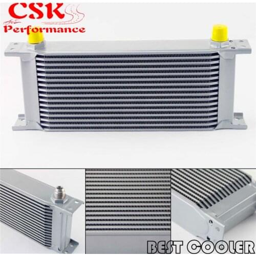 16 Row 8AN Universal Engine Transmission Oil Cooler 3/4"UNF16 AN-8 Silver