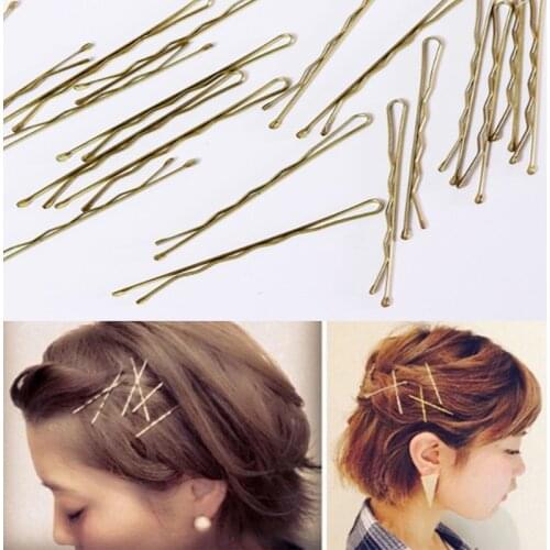 50PCS 5.5 cm Alloy Waved U Shape Hair Clips Gold Women Fixed Hairstyle Barrette Pins Retro Korean Makeup Tools