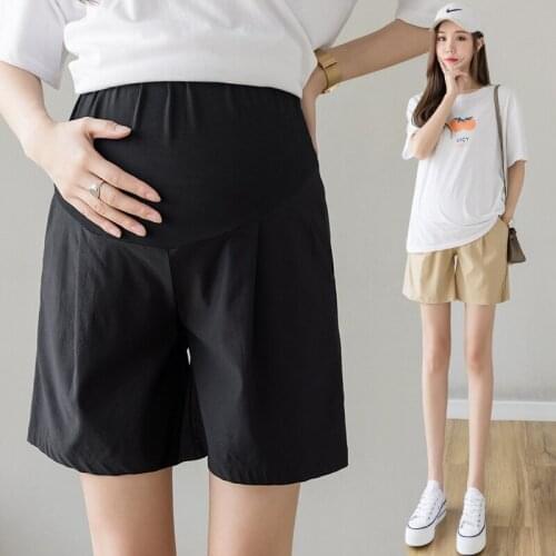 2021 Summer Thin Maternity Shorts Cotton Stomach Lift Elastic Waist Maternity Pants Loose Low Waist Short for Pregnant Women