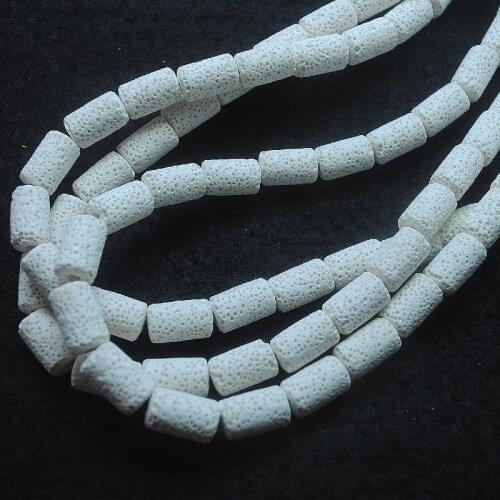 27PCS Nature White Lava Stone Tube Shape 8X15MM For Women Bracelets Making Accessories Hot Selling Free Shipping