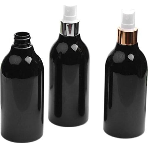 300ML X 20 Empty Black Spray Bottles With Silver Gold Aluminum Collar Pump Black Plastic Container Bottle Fine Mist Sprayer