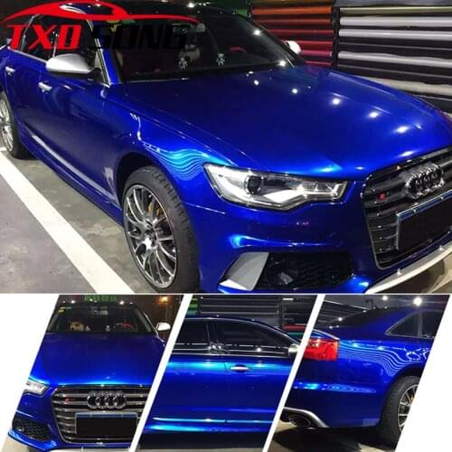 50cm*200/300cm Blue Glossy Metallic Glitter Vinyl Car Sticker Vehicle Motorbike Car Wraps Glossy Candy Metallic Vinyl Film