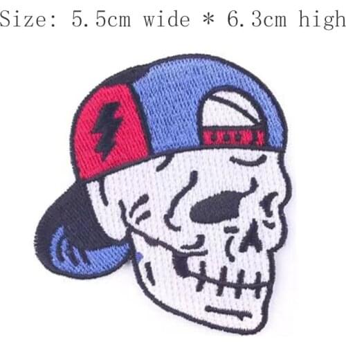 Free Shipping 1pc Skull Head 6.3cm High Iron On Sew For Left Chest/Applique/Peace Badge/Baseball Cap/Sport/Single Eye/Scary