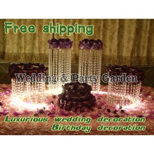 Free Shipping 4pcs Acrylic Wedding Cake stand Decoration Birthday Display Gift CupCake Rack Christmas Supply crystal cake stand