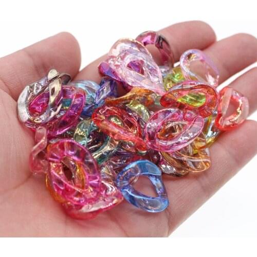CHONGAI 50pcs Acrylic Transparent AB Chain Links DIY Charm Accessories For Bag Decoration Jewelry Making Glasses Chain 24mm