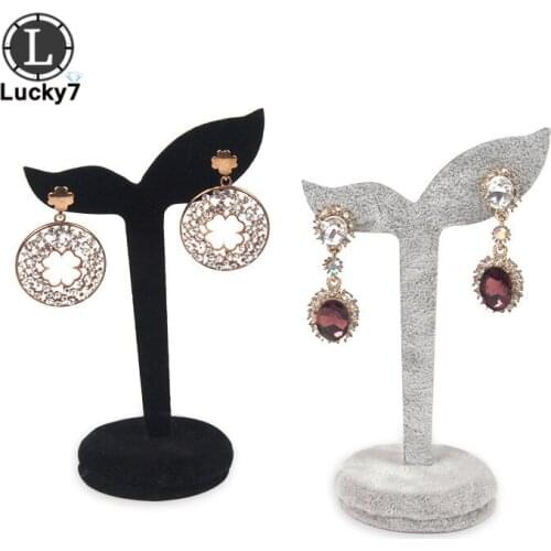 Black Velvet Alloy Earrings Display T-Shape Stand Showcase Jewelry Organizer Holder Newest