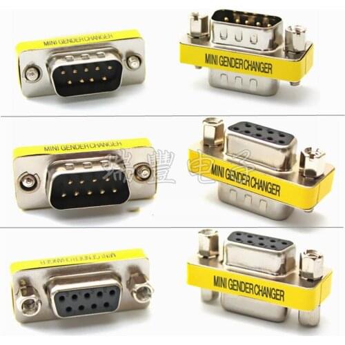 DB9 9Pin/ Female To Female/ Female to Male/ Male to Male/ Mini Gender Changer Adapter RS232 Serial Connector
