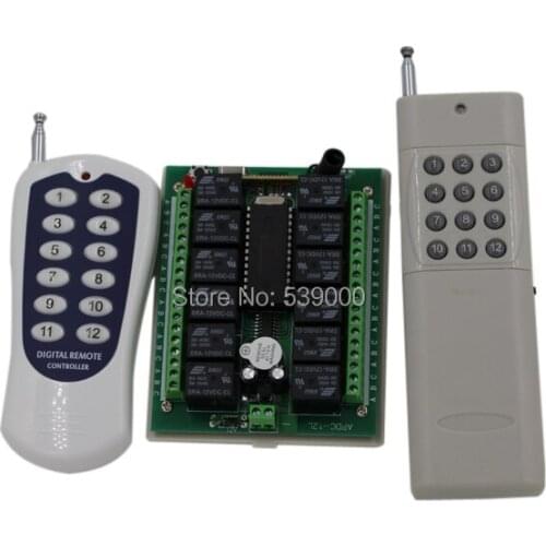 DC 12v 12CH remote control Switch Remote ON-OFF 2 transmitter + 1 receiver Free shipping