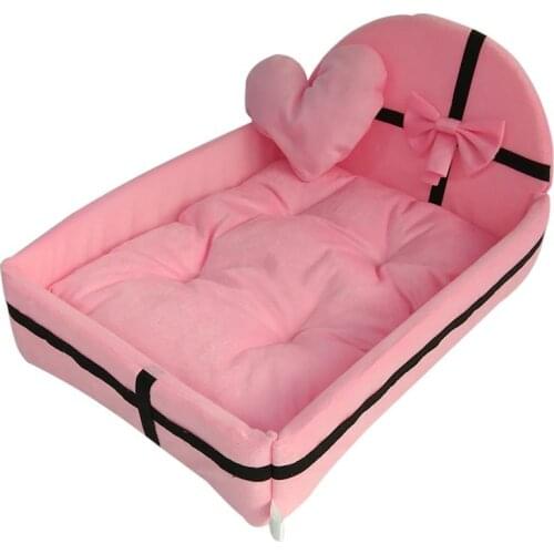 Pet Dog House Nest With Mat Cute Plush Cushion Winter Warm Small Medium Dogs Pet Removable Mattress Cat Bed Dog Puppy Kennel