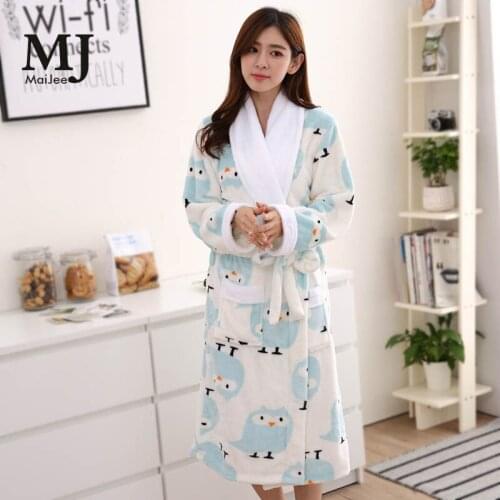 MJ034A Flannel Dressing Gowns For Women Bathrobes Badjas Sexy Robes For Women Bathrobe Winter Peignoir Femme Soie Albornoz Robe