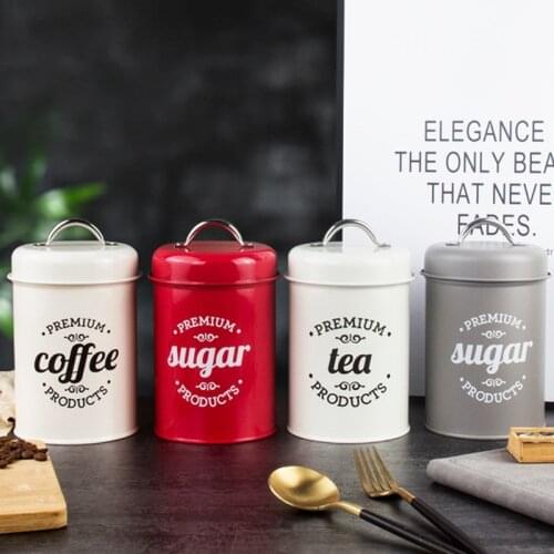 Rustic Airtight Kitchen Canister with Lid Metal Sugar Coffee Tea Container Jar