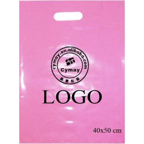 Custom Plastic Bags 40x50cm(15.8"*19.8") One Side/Double Side Custom Print Plastic Bag for Shopping Garment Handle Carrier Bags